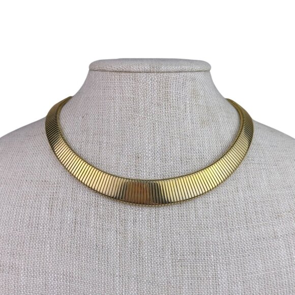 Unknown Jewelry - Gold Tone Womens Stretchy Choker Necklace Textured Metal Clasp Closure Adjustabl
